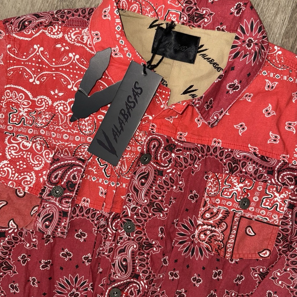 NWT Valabasas Ranker Jacket Patchwork Bandana Red Men's Large Trucker